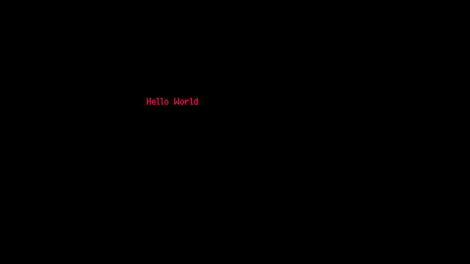 Hello World, but moved and red